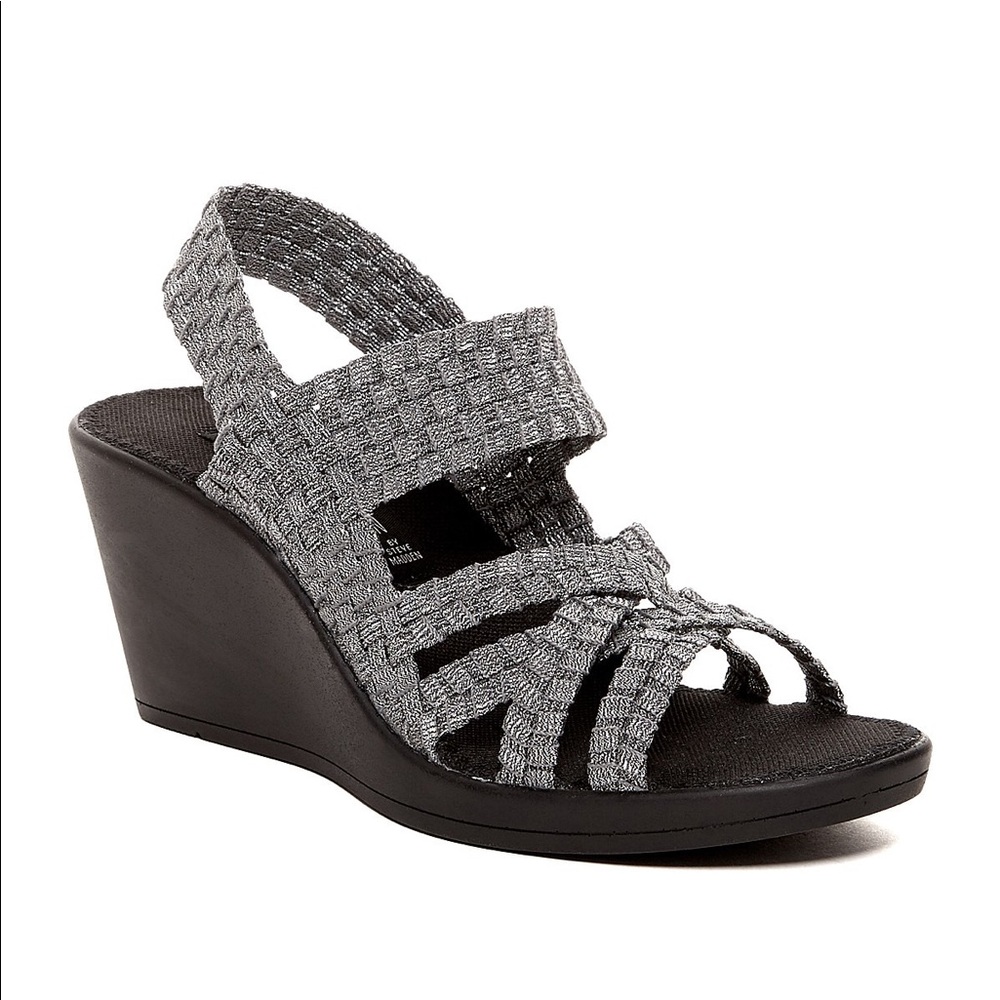 Pewter Woven Wedge Sandal